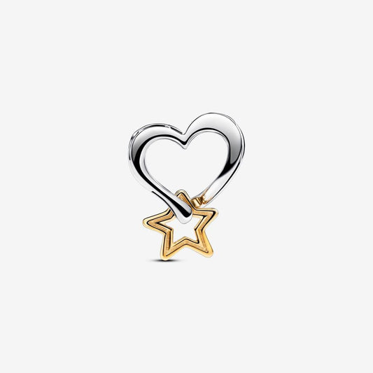 Lucky Star & Heart Charm Hallmarked S925 Sterling Silver