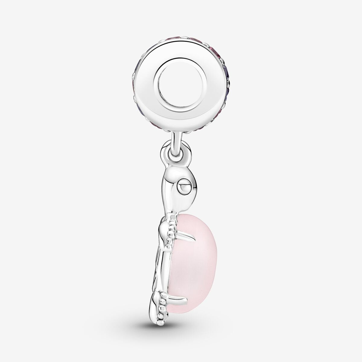 Pink Murano Turtle Dangle Charm Hallmarked S925 Sterling Silver