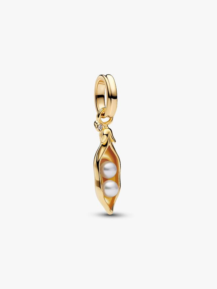 Treated Freshwater Cultured Baroque Pearl Peas in a Pod Dangle Charm Sterling Silver