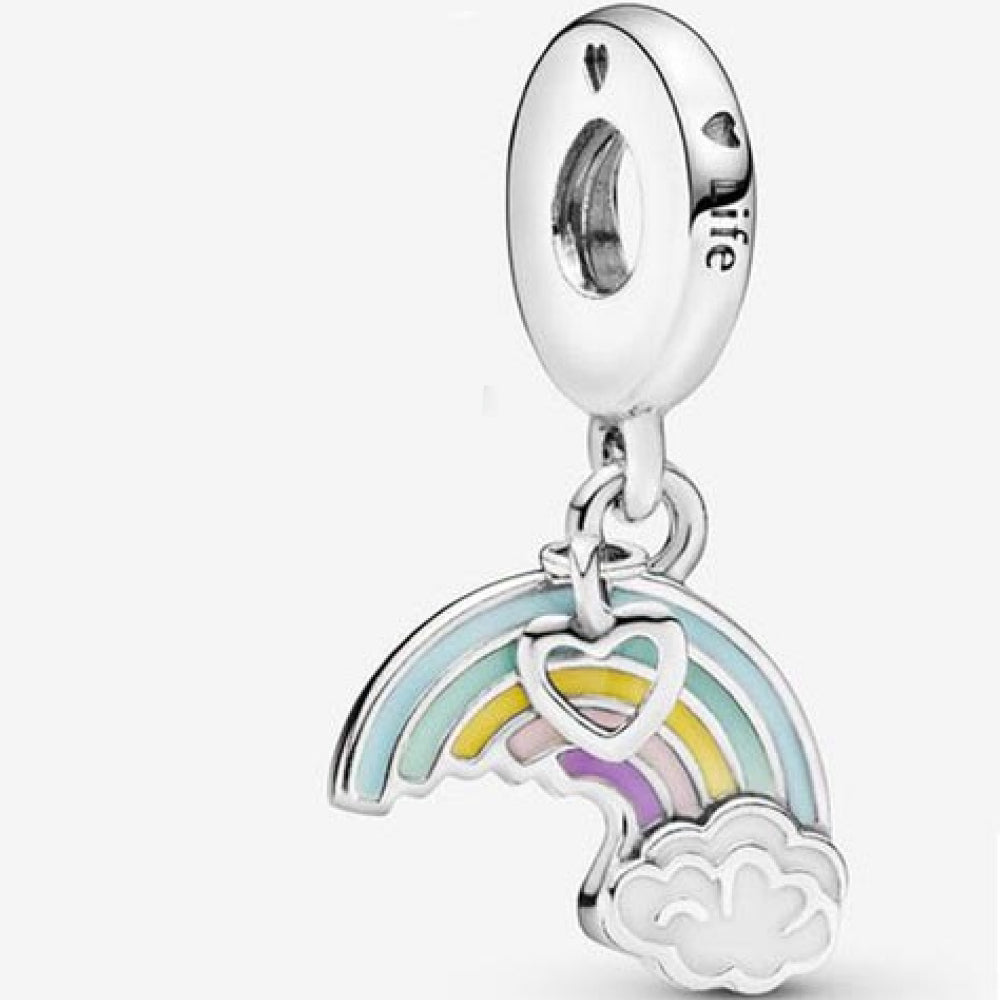 Rainbow Dangle Charm Hallmarked S925 Sterling Silver
