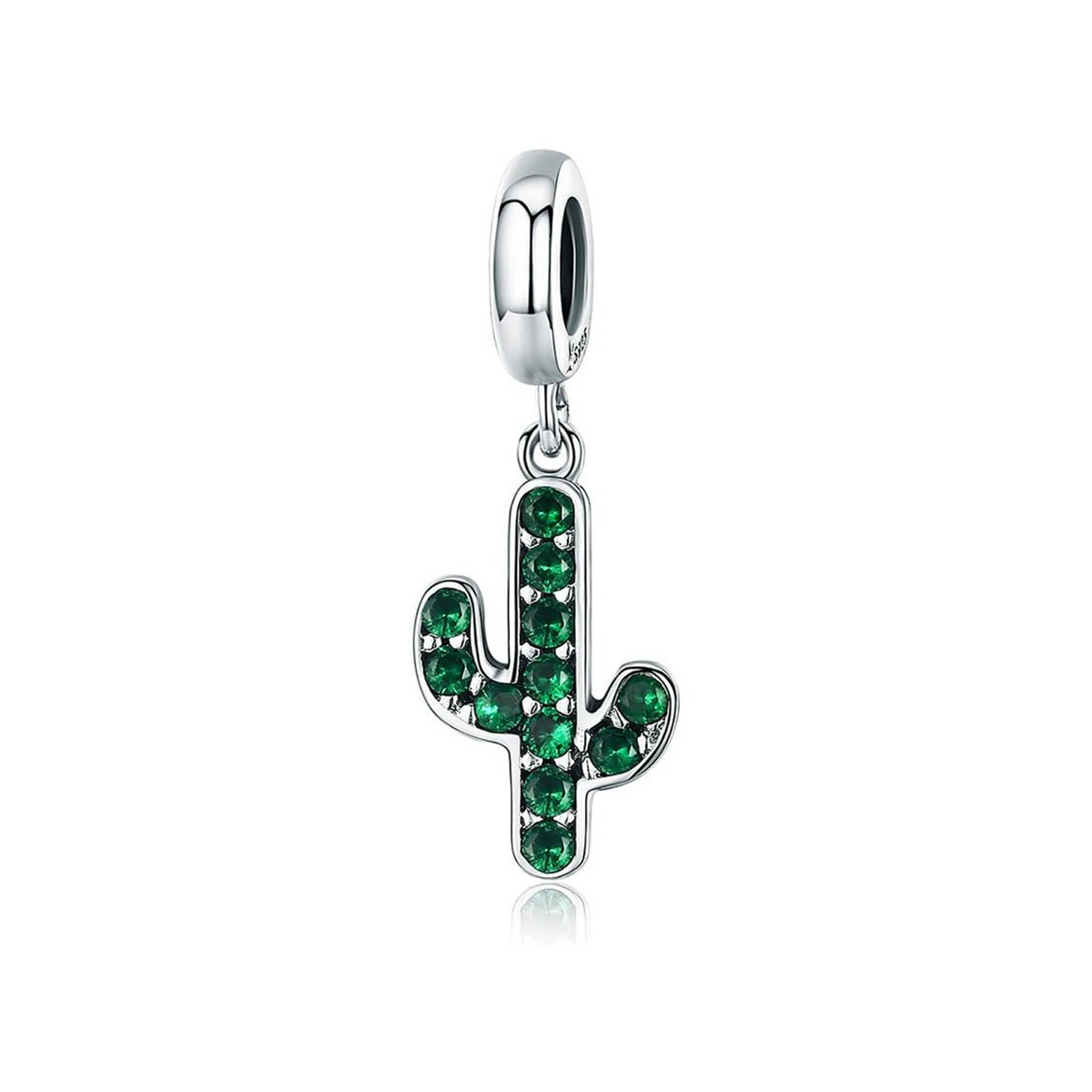 Fresh Cactus Dangle Christmas Charm Hallmarked S925 Sterling Silver