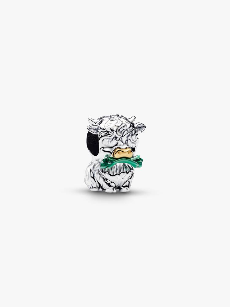 Highland Cow Bead Charm Hallmarked S925 Sterling Silver For Bracelet