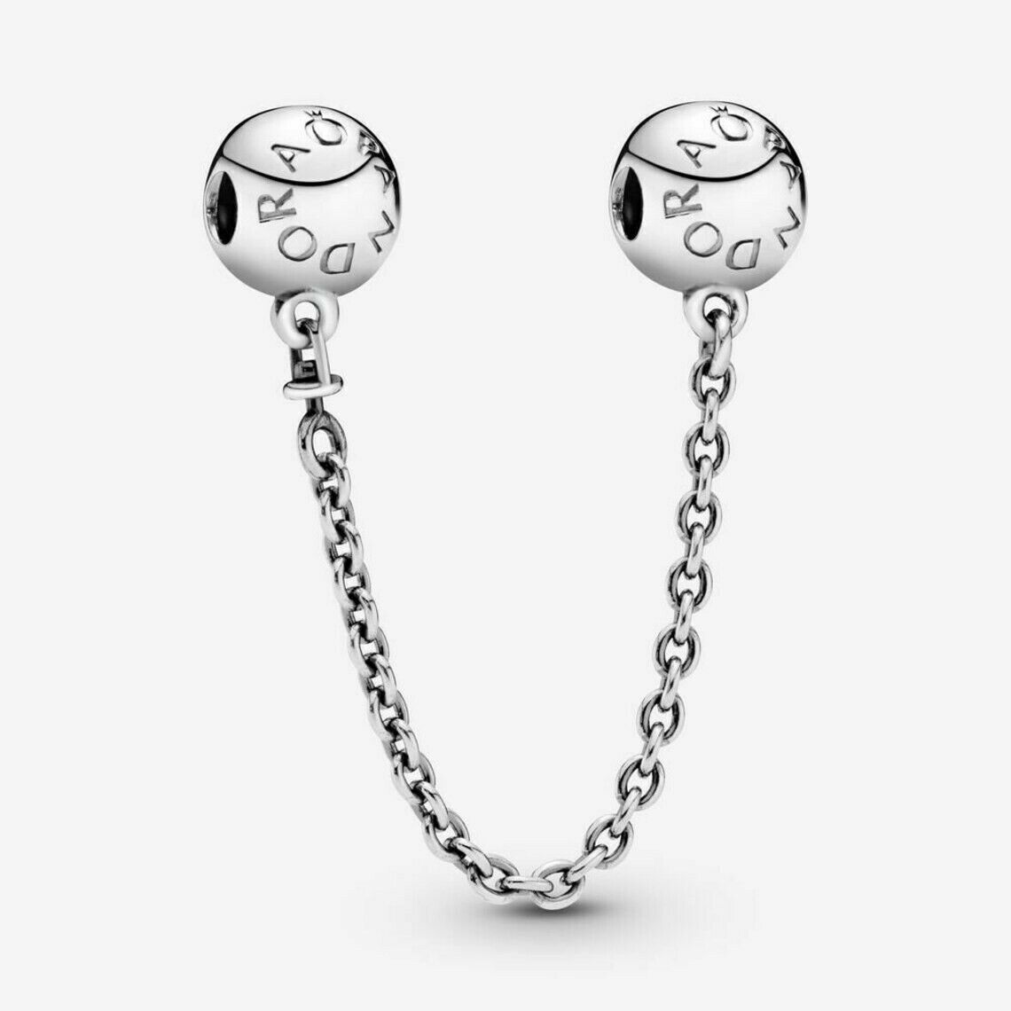 Round Logo Safety Chain Charm Hallmarked S925 Sterling Silver