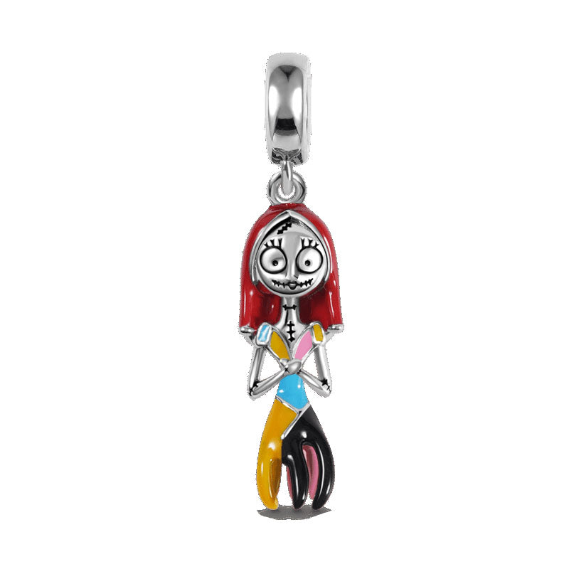 Skeleton scary dangle Charm Hallmarked S925 Sterling Silver For Women's Bracelet