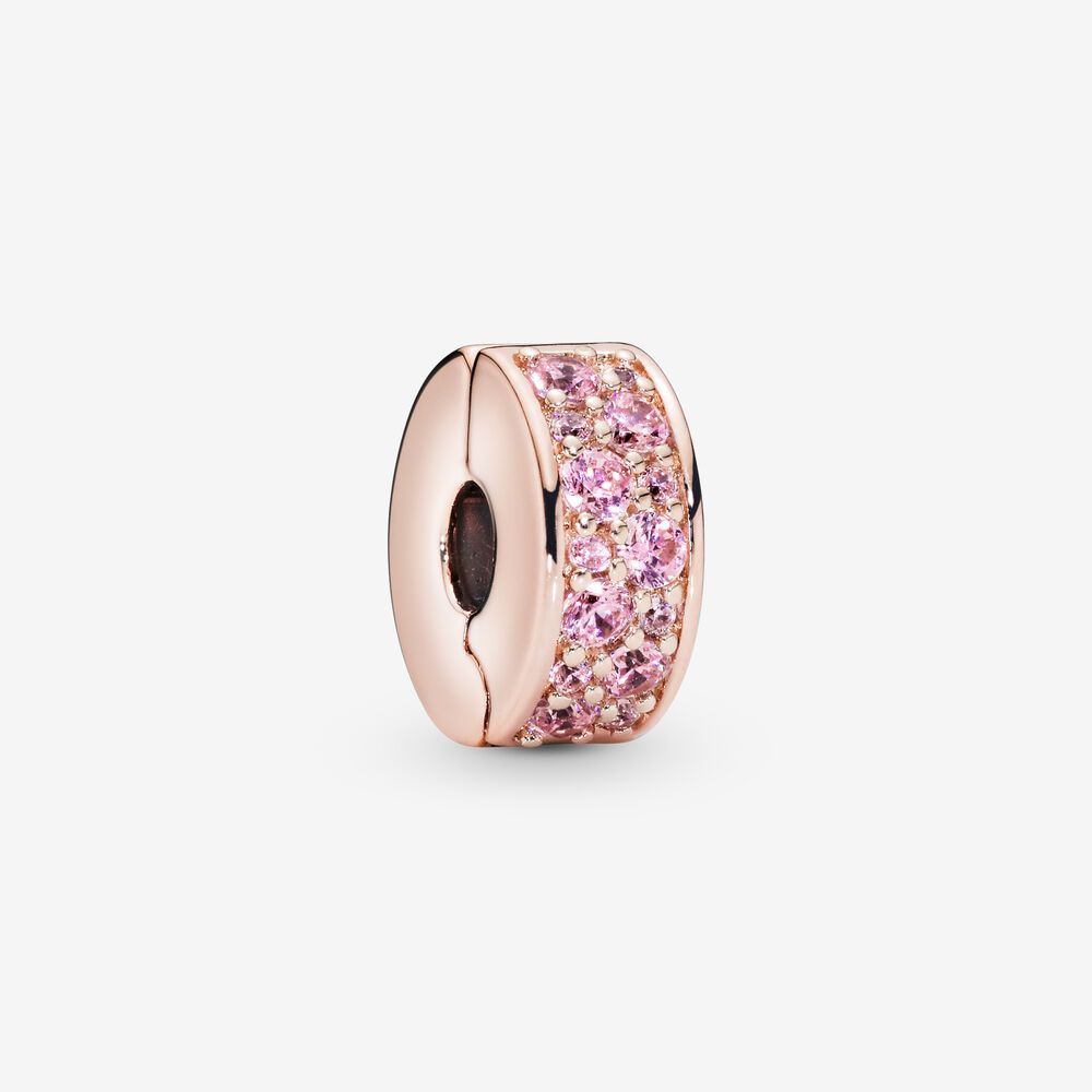 Rose Gold Pink Clip Charm Hallmarked S925 Sterling Silver-For Women's Bracelet