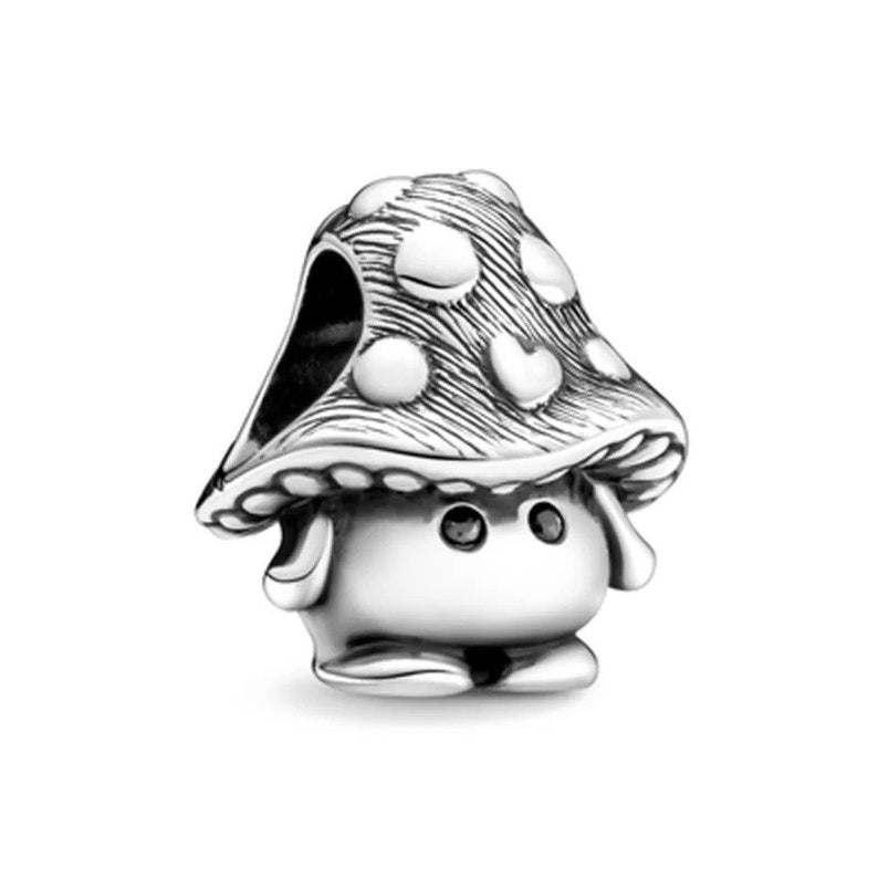 Cute Mushroom Bead Charm Hallmarked S925 Sterling Silver