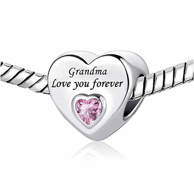 Grandma Love You Forever Heart Charm Hallmarked S925 Sterling Silver