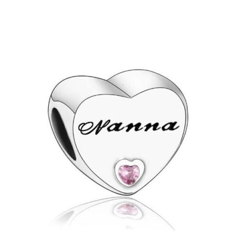 Nanna Heart Charm Hallmarked S925 Sterling Silver