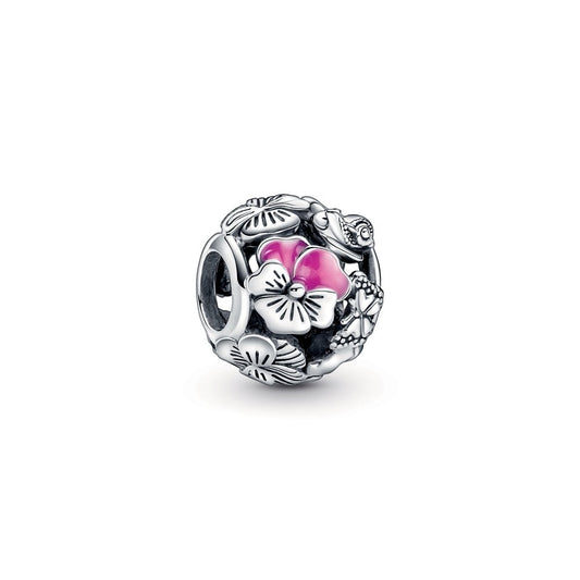 Pansy Flower Friends Charm Hallmarked S925 Sterling Silver