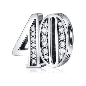 40th Birthday Bead Charm Hallmarked S925 Sterling Silver For Women's Bracelet