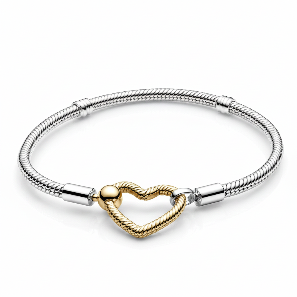 Golden Heart Closure Bracelet Sterling silver