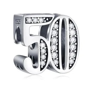 50th Birthday Bead Charm Hallmarked S925 Sterling Silver For Women's Bracelet