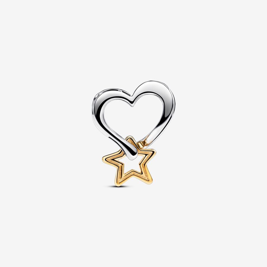 Lucky Star & Heart Charm Hallmarked S925 Sterling Silver