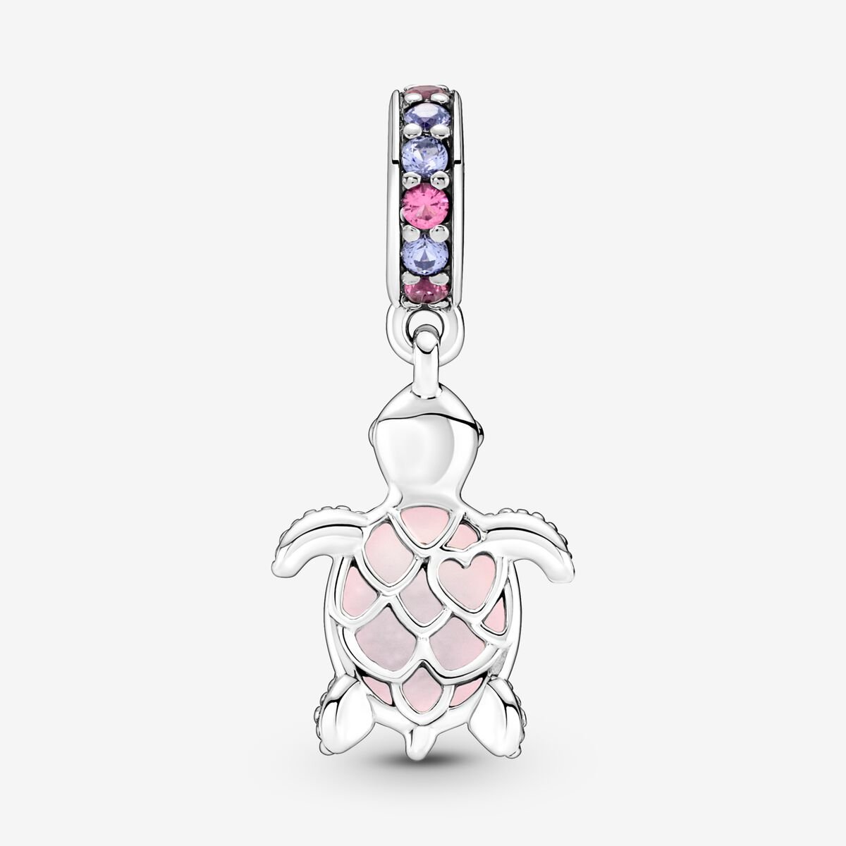 Pink Murano Turtle Dangle Charm Hallmarked S925 Sterling Silver