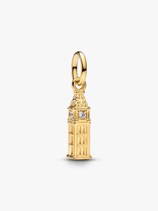 Gold Big Ben Dangle Charm Hallmarked S925 Sterling Silver For Bracelet