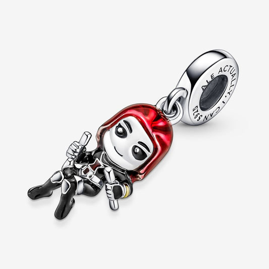 Marvel Black Widow Dangle Charm Hallmarked S925 Sterling Silver