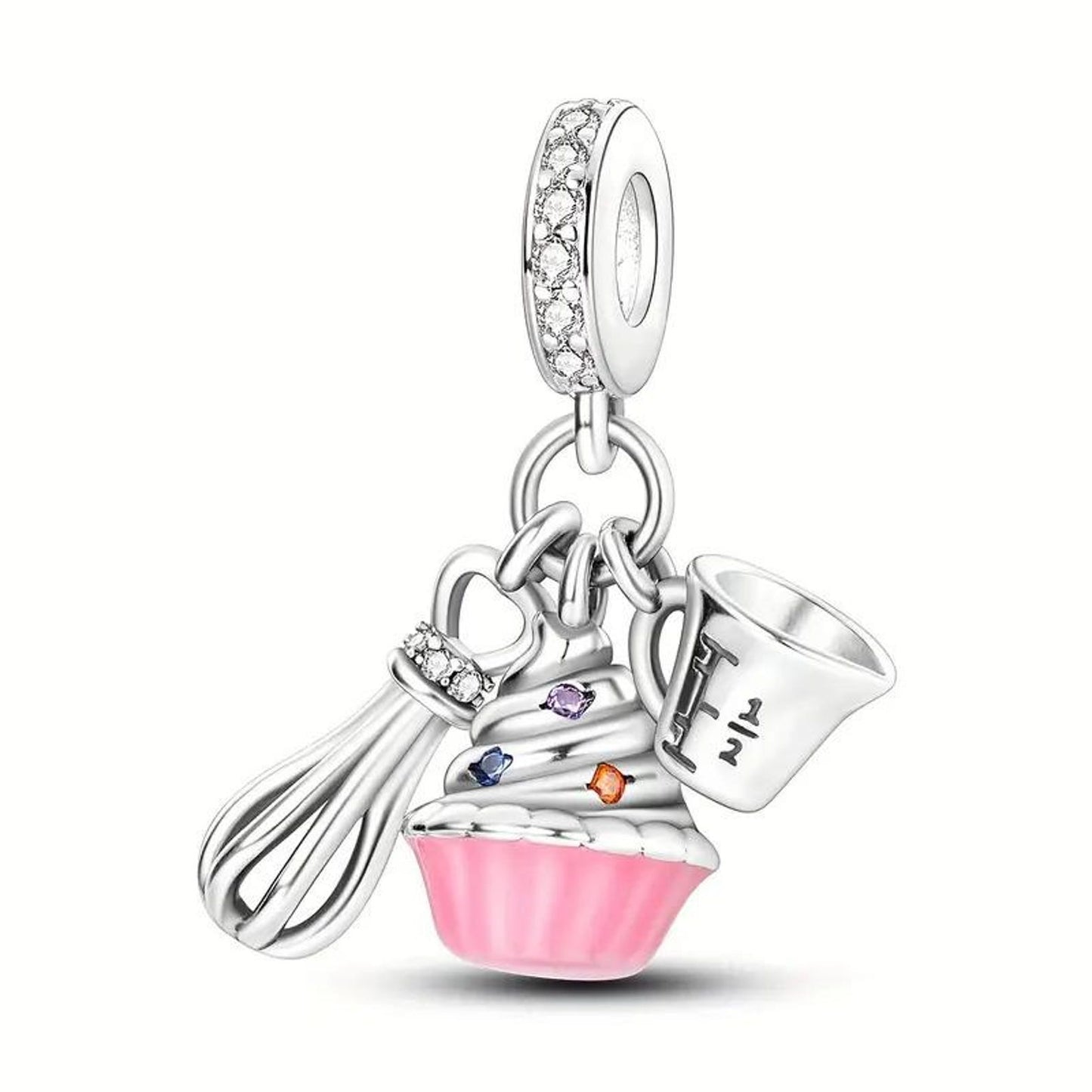 Cake Baking Cup Cake Bakers Dangle Charm – 925 Sterling Silver For Women's Bracelet