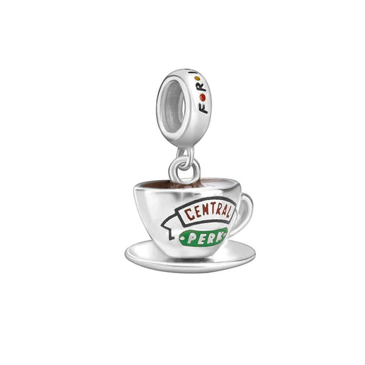 Coffee Cup Heart Dangle Charm – 925 Sterling Silver For Women's Bracelet
