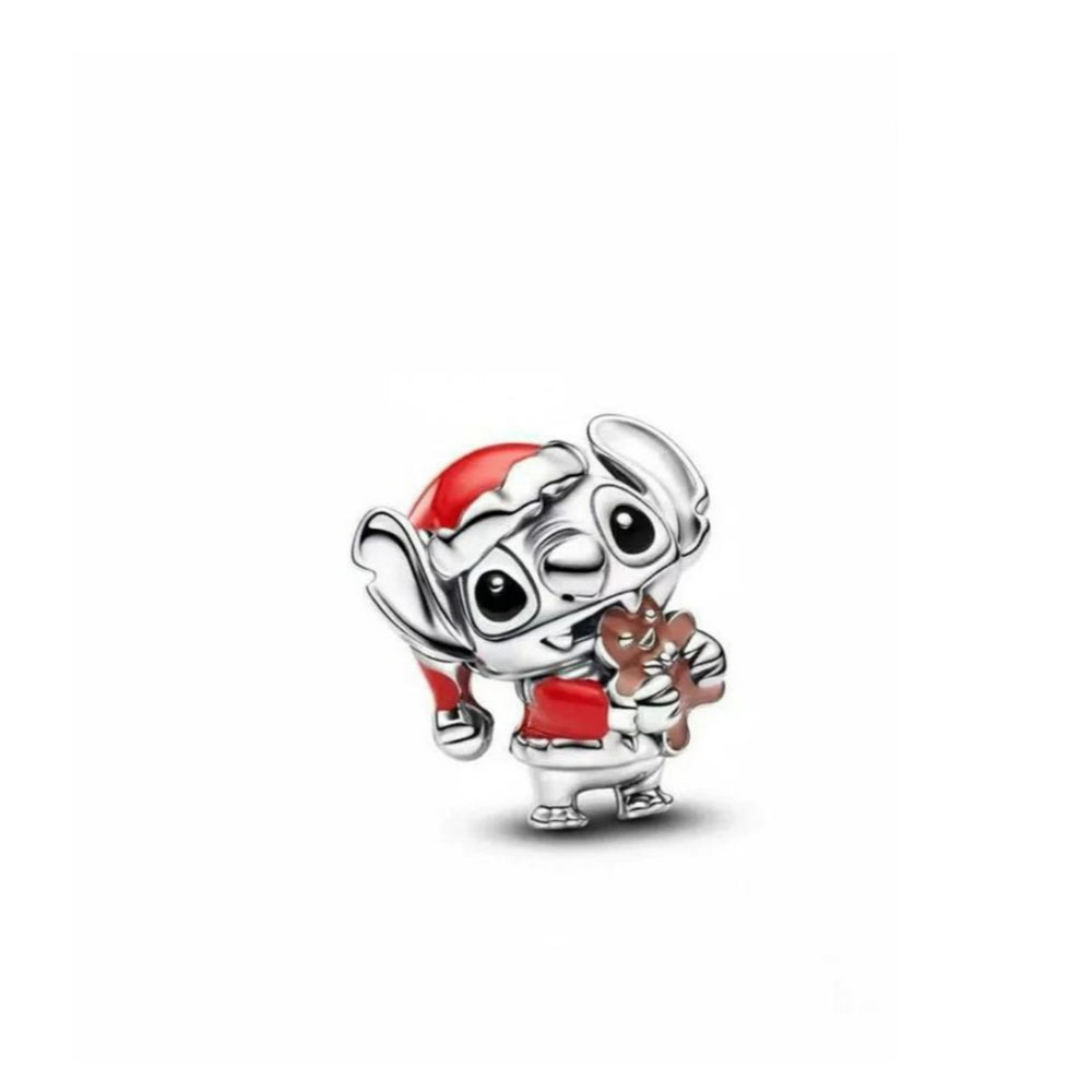 Disney Stitch Christmas Holiday Bead Charm Hallmarked S925 Sterling Silver