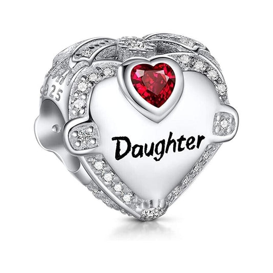 Daughter Heart Charm Hallmarked S925 Sterling Silver for women bracelet