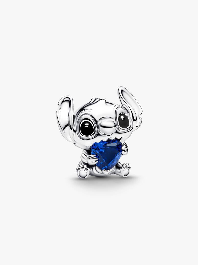 Disney Stitch Blue Heart Bead Charm Hallmarked S925 Sterling Silver