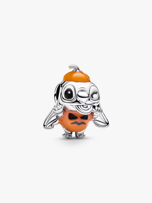 Disney Stitch Halloween Pumpkin Bead Charm Hallmarked S925 Sterling Silver