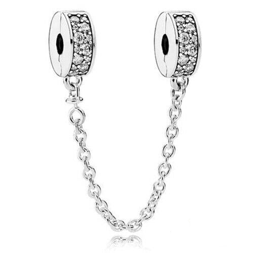 Elegance Pavé Safety Chain Clip charm for women's bracelet