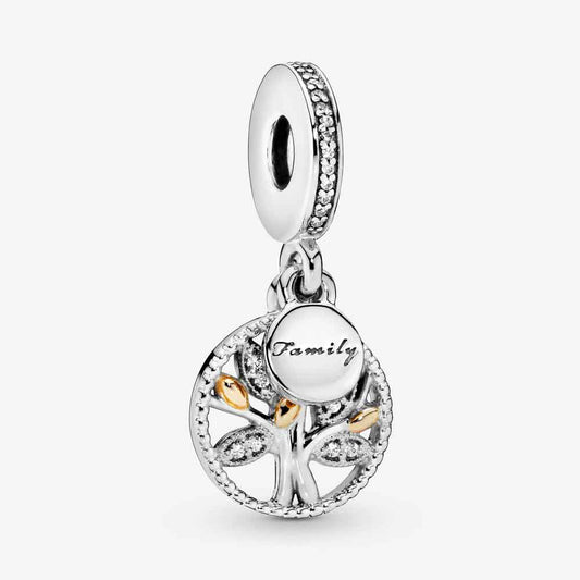 FAMILY TREE Dangle Charm Hallmarked S925 Sterling Silver