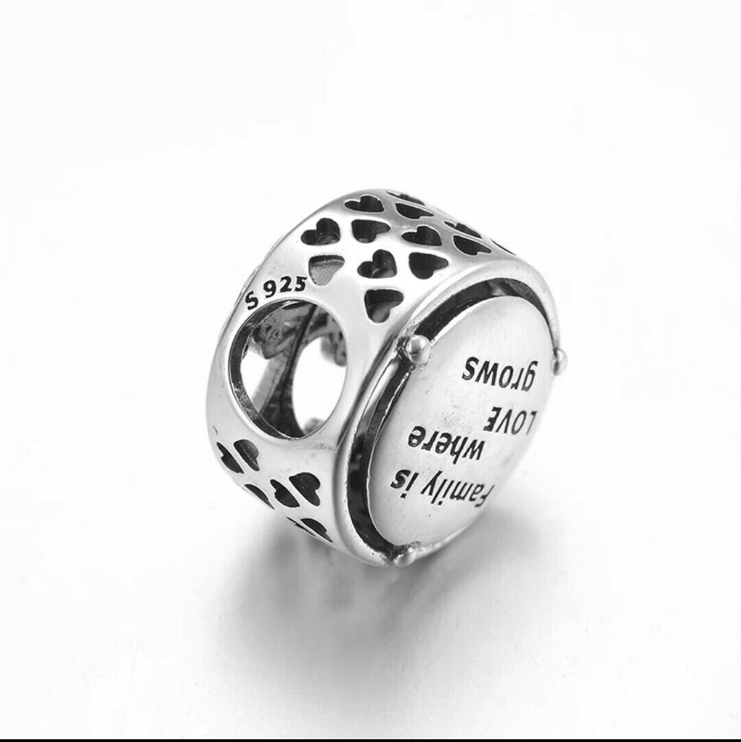Openwork Family Root Tree Charm Hallmarked S925 Sterling Silver