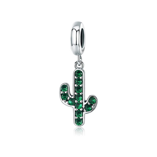 Fresh Cactus Dangle Christmas Charm Hallmarked S925 Sterling Silver