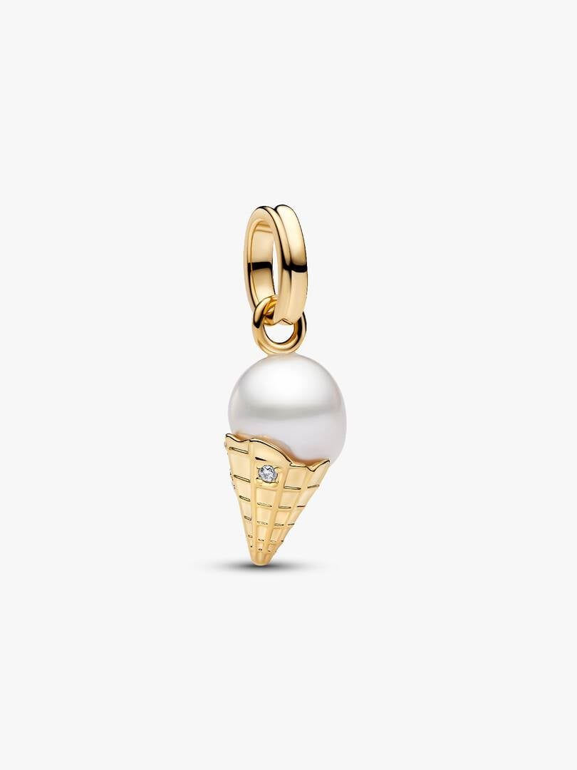 Treated Freshwater Cultured Baroque Pearl Ice Cream in a Pod Dangle Charm Sterling Silver