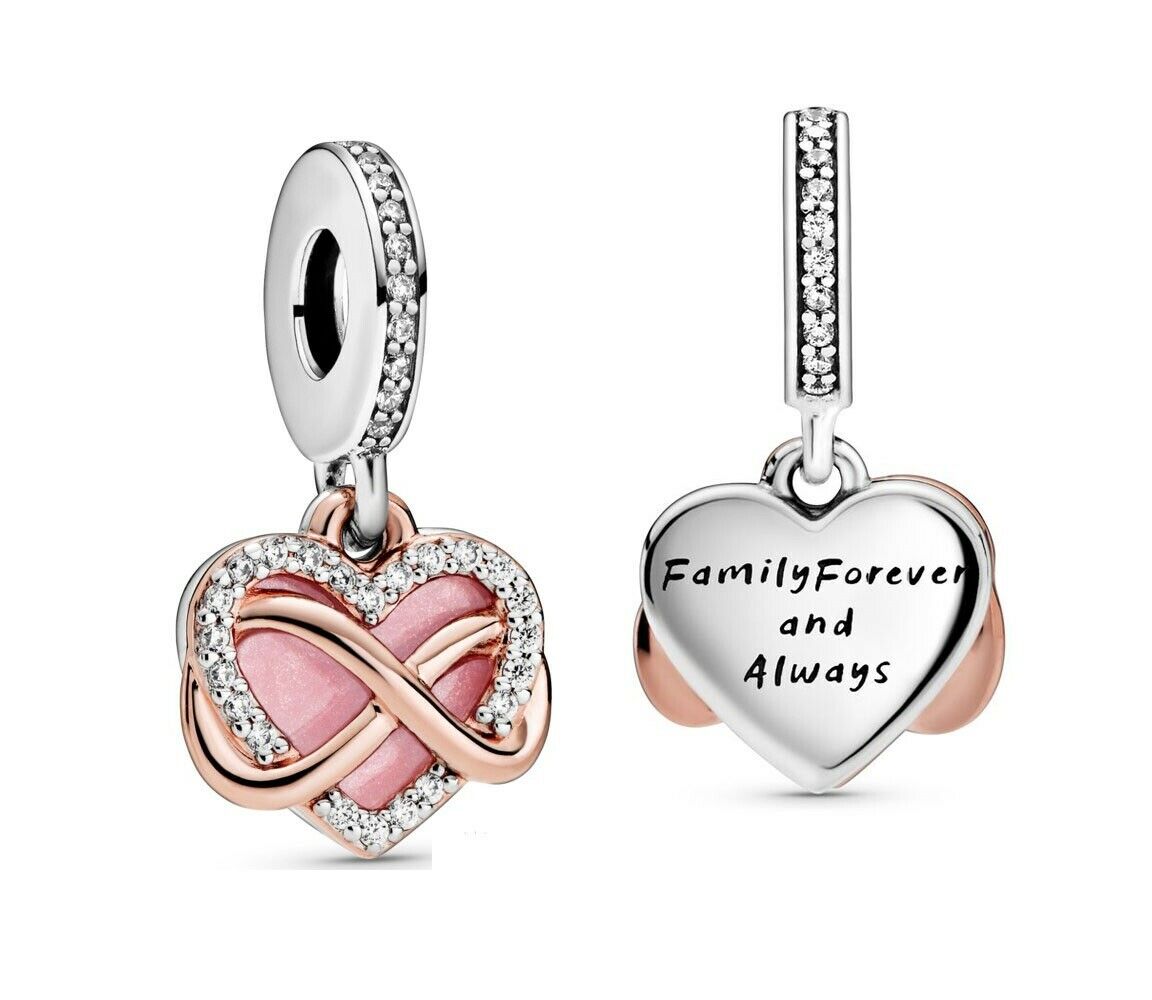 Infinity Heart Dangle Charm S925 Hallmarked Compatible Sterling Silver Charm