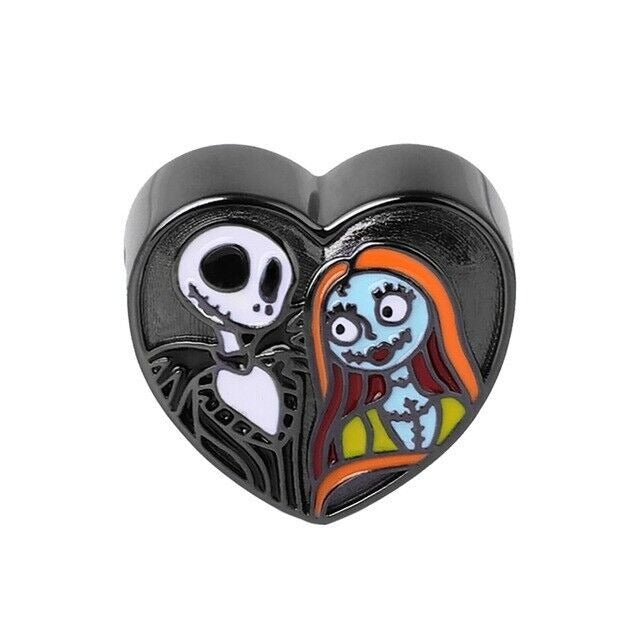 Jack and Sally Skull heart Bead Charm Hallmarked S925 Sterling Silver For Women's Bracelet