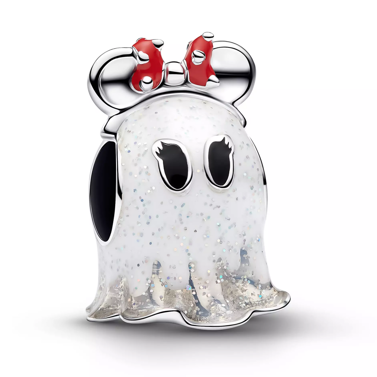 Minnie Mouse Cutie Ghost Glow-in-the-Dark Bead Charm Hallmarked S925 Sterling Silver