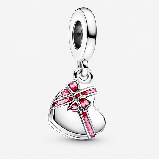 Openable Heart Chocolate Gift Box Dangle Charm S925 Hallmarked Compatible Sterling Silver