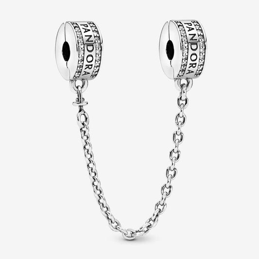 Logo Safety Chain Charm Hallmarked S925 Sterling Silver
