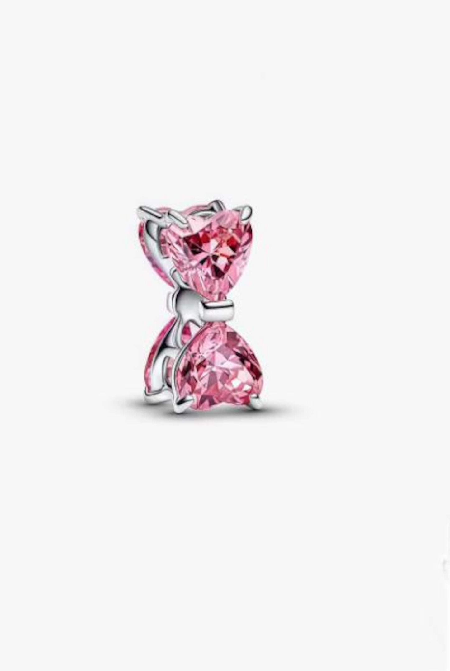 Pink Bow Bead Charm Hallmarked S925 Sterling Silver