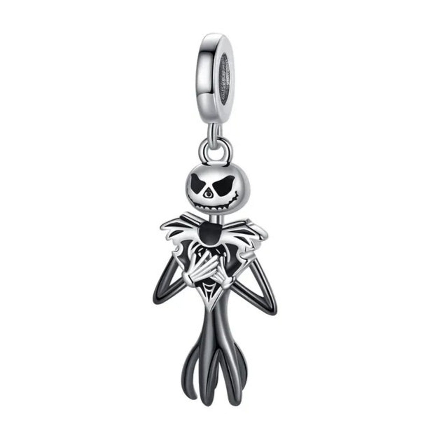Skeleton scary Sally Skull dangle Charm Hallmarked S925 Sterling Silver For Women's Bracelet
