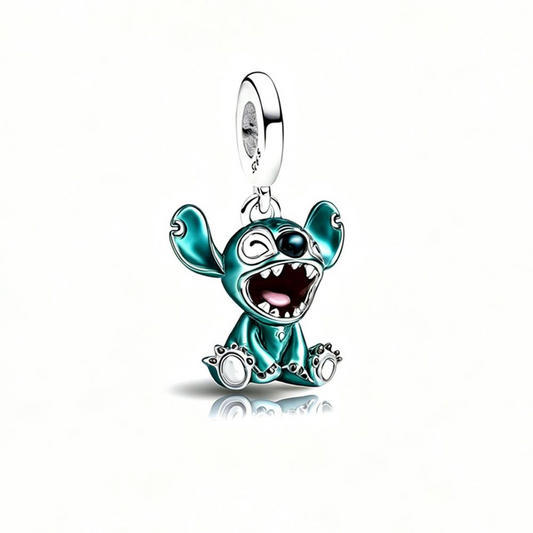 Disney Stitch Scream Dangle  Lilo Charm Hallmarked S925 Sterling Silver
