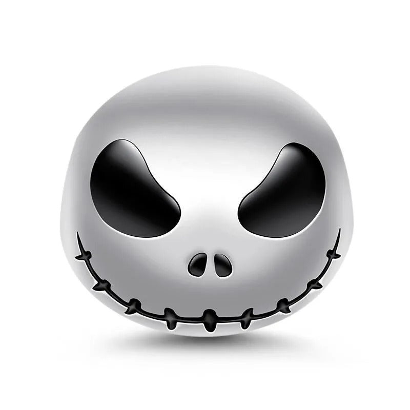 Stitched Skull Bead Charm Hallmarked S925 Sterling Silver For Women's Bracelet