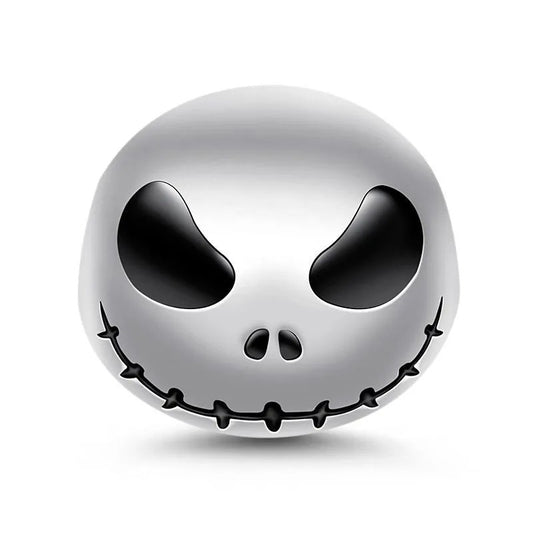 Stitched Skull Bead Charm Hallmarked S925 Sterling Silver For Women's Bracelet