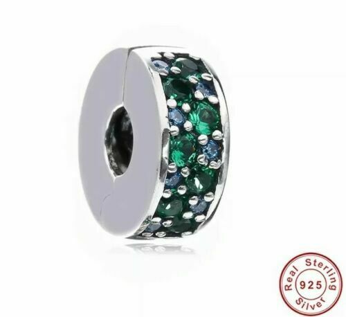 Stopper Clip turquoise Clip Charm Hallmarked S925 Sterling Silver-For Women's Bracelet