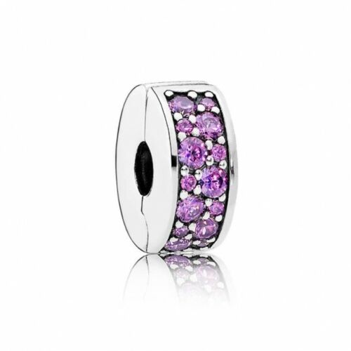 Stopper Clip Purple Clip Charm Hallmarked S925 Sterling Silver-For Women's Bracelet