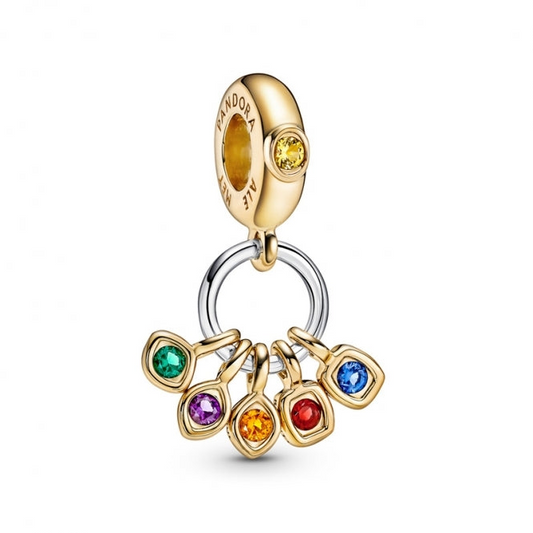 Marvel The Avengers Infinity Stones Dangle Charm Hallmarked S925 Sterling Silver