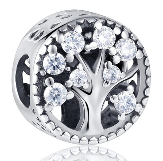 Tree Of Life Stones Bead Christmas Charm Hallmarked S925 Sterling Silver