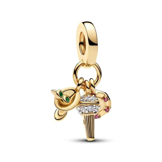 Aladdin's Magic Lamp Dangle Charm Hallmarked S925 Sterling Silver Aladdin