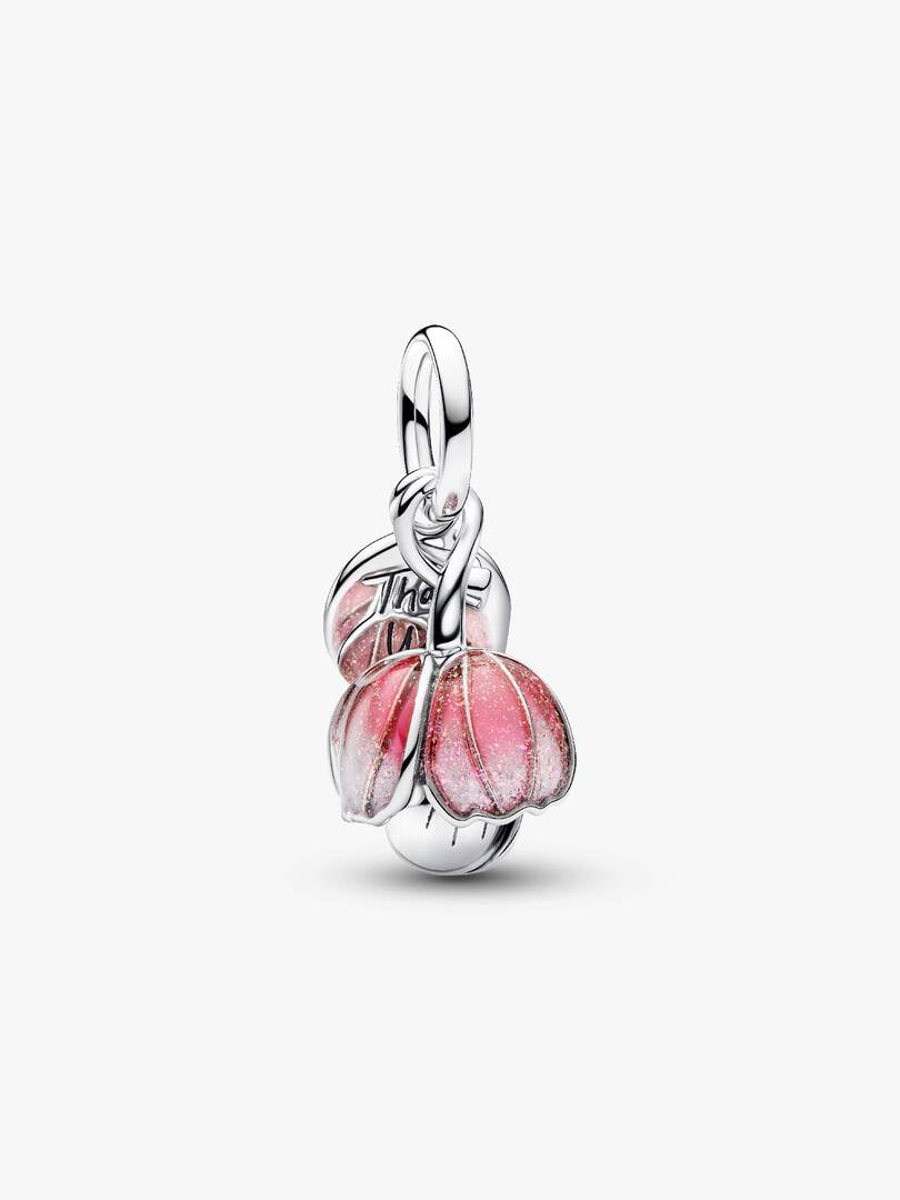 Two-Tone Blooming Flower Dangle Charm – 925 Sterling Silver  For Women's Bracelet