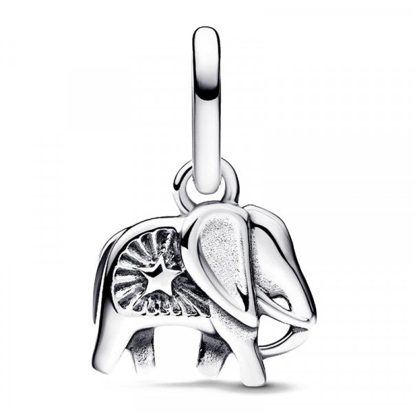 Turquoise-coloured Elephant Mini Dangle Charm Hallmarked S925 Sterling Silver