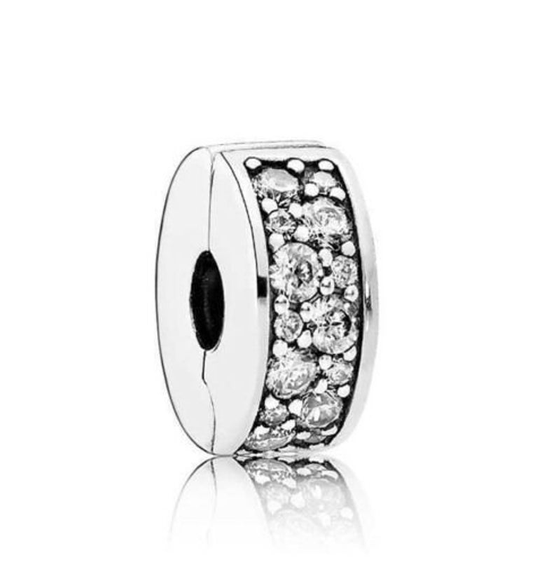 Clear Clip Charm Hallmarked S925 Sterling Silver-For Women's Bracelet