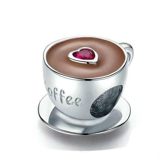 Coffee Cup Bead Charm – 925 Sterling Silver For Women's Bracelet